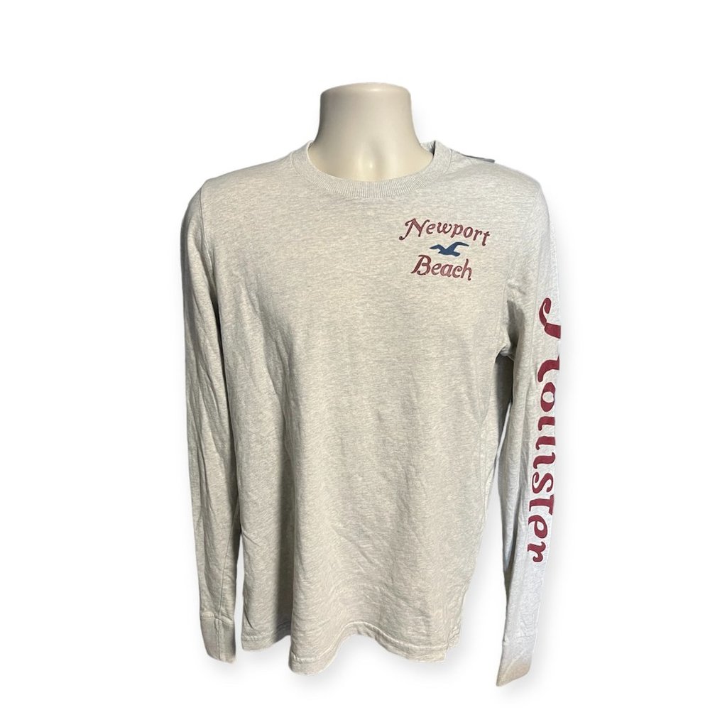 Hollister "Newport Beach"  Y2K Vintage Greige Crew Neck Long Sleeve Shirt L